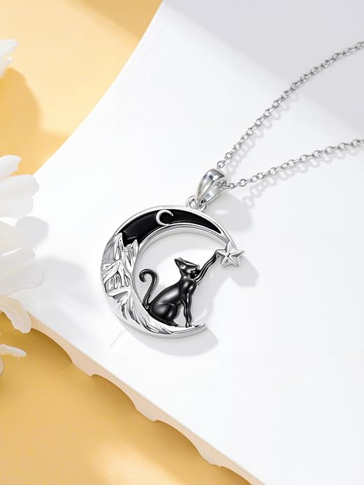 Tree of Life/Cat/Horse/Turtle/Sun/Cow Pendant Crescent Moon Necklace Anniversary Graduation Birthday for Grandma Women Wife Daughter(with Gift Box)
