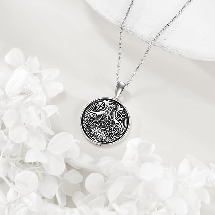 POPLYKE Faith/Sword/Mustard Seed/Horse/Wolf/Thor's Hammer/Viking/Devil Eyes Snake Sterling Silver Necklace for Men Jewelry Birthday Gifts