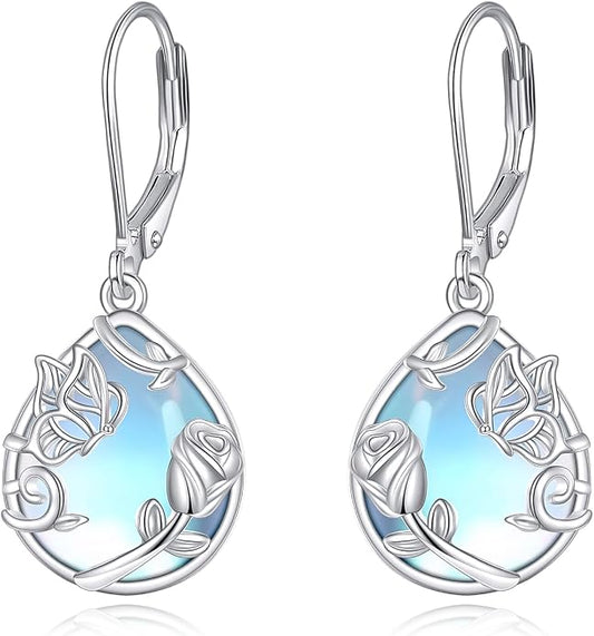 VONALA Flower Earrings for Women 925 Sterling Silver Rose/Lotus/Scottish Thistle/Tulip/Lilac/Mushroom/Pineapple Dangle Drop Earrings Flower Jewelry Gifts for Women Girls Birthday Gifts