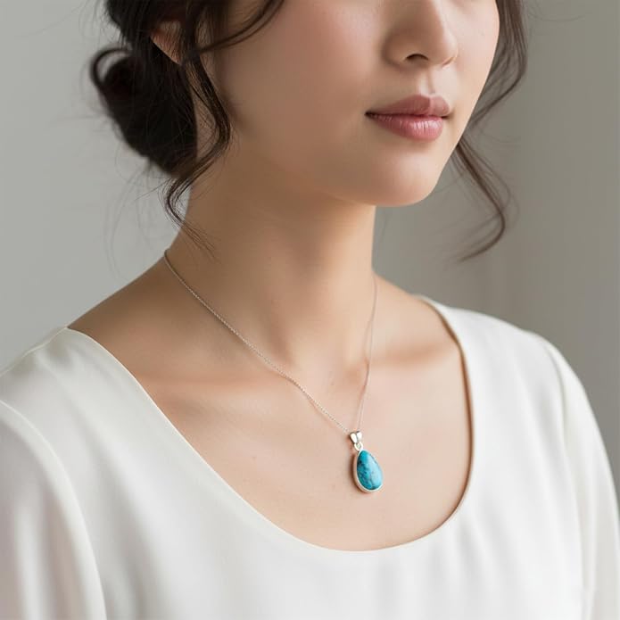 Natural Gemstone Pendant Necklace for Women Handmade Birthstone Healing Crystal Jewelry Chain 20" Stone Birthday Christmas Wedding Gifts for Her