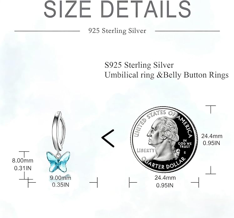 Dangle Clicker Belly Button Ring for Women Surgical Sterling Silver Belly Ring Simple Reverse Navel Rings Body Jewelry