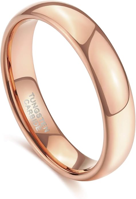 TRUMIUM 2mm 4mm 6mm 8mm Tungsten Wedding Band Ring for Men Women Silver/Rose Gold Plated/Rainbow/Gold Plated Domed High Polish Engagement Promise Rings Comfort Fit 4-15