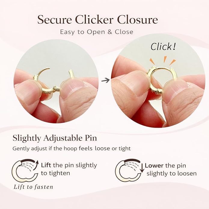 925 Sterling Silver Small Hoop Earrings for Women,14K Gold Plated Tiny Huggie Earrings for Cartilage, Helix, Tragus, Dainty Lightweight Hypoallergenic Mini Hoops,5mm/6mm/7mm/8mm/9mm