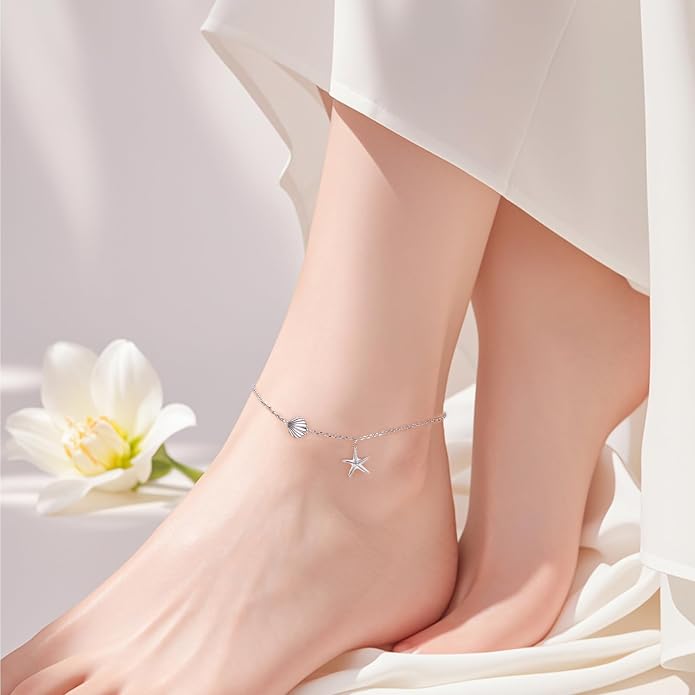 Alphm Anklet for Women S925 Sterling Silver Adjustable Plus Foot Plus Ankle Bracelet Jewelry