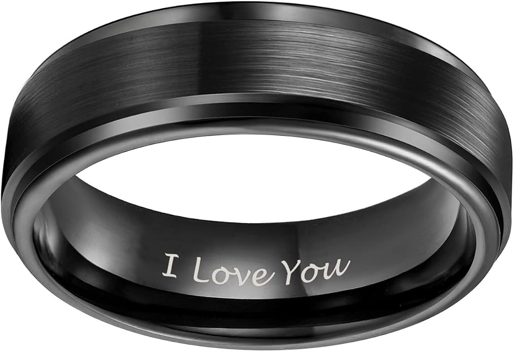 TRUMIUM 4mm 6mm 8mm Tungsten Rings for Men Women Silver Blue Rose Gold Plated Black Tungsten Wedding Band Matte Brushed Finish Comfort Fit Size 4-15