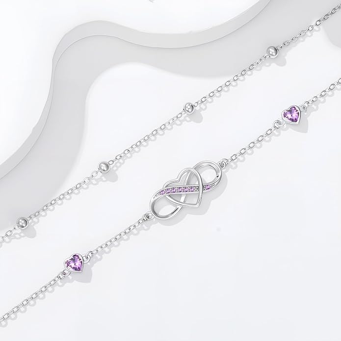 Anklet for Women 925 Sterling Silver Double Infinity Ankle Bracelet Waterproof Summer Jewelry Anniversary Birthday Gifts for Her
