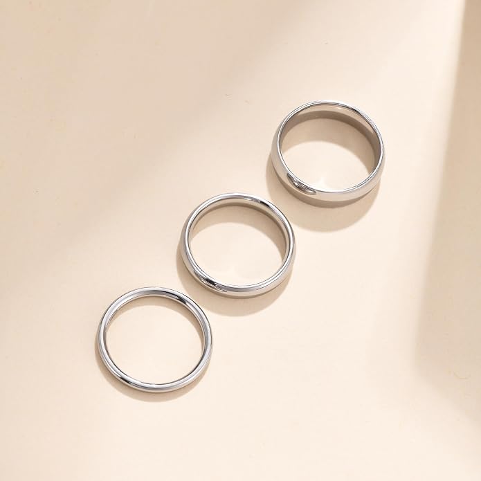 NOKMIT 2mm 4mm 6mm Gold Wedding Bands for Women Men Dainty Gold Silver Tungsten Cigar Band Rings Thumb Pinky Ring High Polish Non Tarnish Comfort Fit Size 4-12