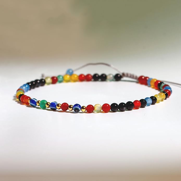 Evil Eye Ankle Bracelets for Women Beads Anklets Beach Accessiory Gemstone Healing Crystal Adjustable