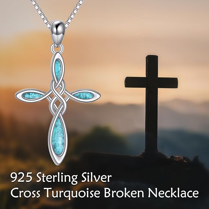 LUHE Celtic Knot Cross Necklace Sterling Silver Birthstone Polished Religious Infinity Celtics Jewelry Gifts for Women