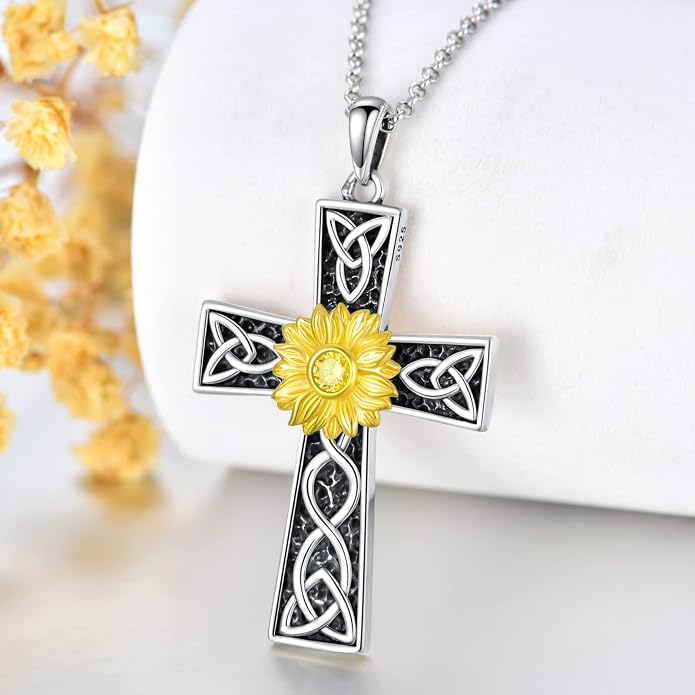 Cross Necklace for Women 925 Sterling Silver Crucifix Pendant Christian Cross Jewelry for Women Men