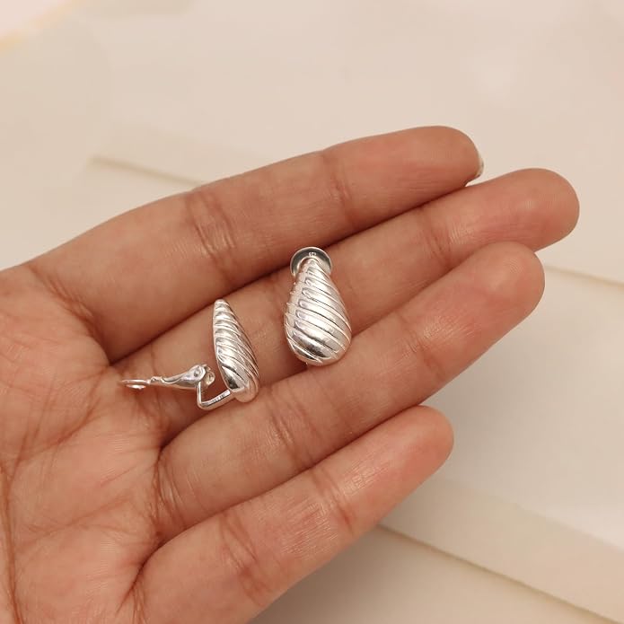 LeCalla 925 Sterling Silver Small Medium Clip On Earrings Non-Pierced Clip-On Stud Earring for Teen Women