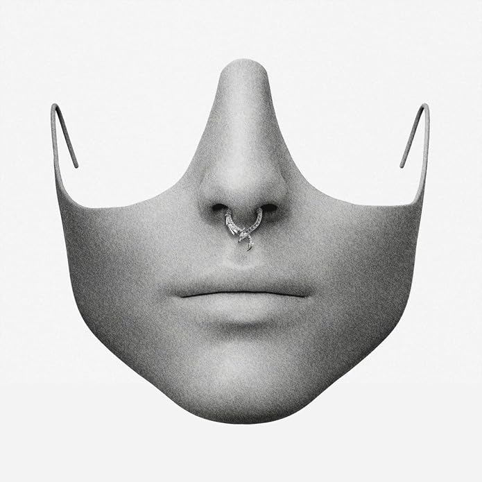 PUNKYOUTH Titanium 16G Septum Nose Ring Clicker Hoop Titanium 316L Surgical Steel Gothic Alternative Piercing Jewelry for Septum Helix Rook Tragus Cartilage Hinged Clicker Hoop with Bat Dragon Spike Eye Design 8mm