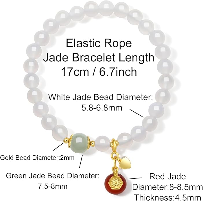 ZHOU LIU FU Silver Beaded Bracelets for Women Adjustable Silver Carnelian Roll White Chalcedony Gemstone Stretch Bracelets Mom Birthday