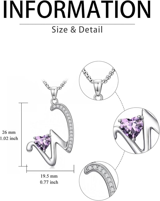 Birthday Gifts for Women Alphabet A to Z Initial Birthstone Pendant Necklaces for Women - 18k White Gold Plated Personalized Name Jewelry Anniversary Graduation Gifts for Wife Her Daughter Girlfriend(with Gift Box)