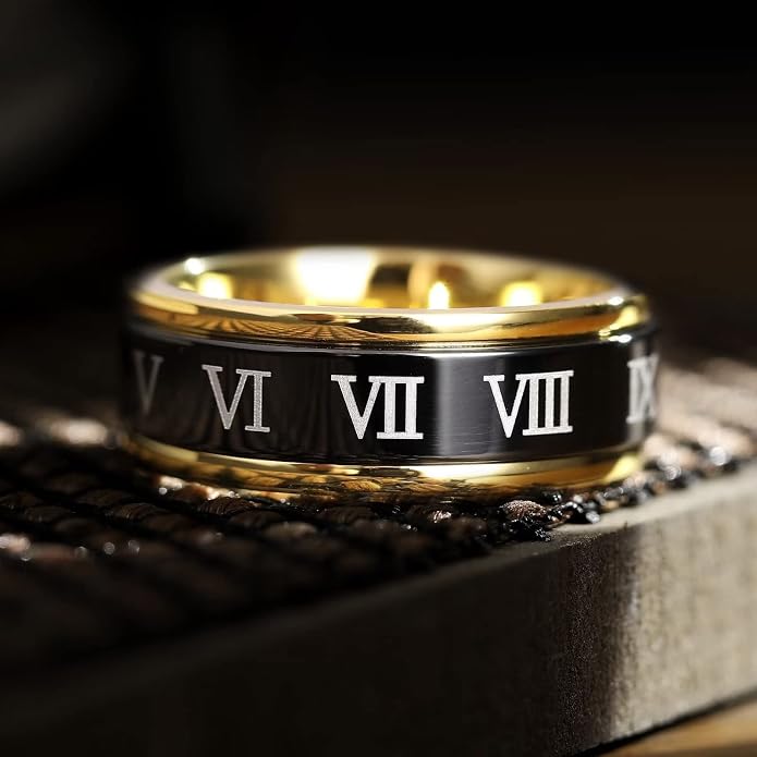 King Will 6mm 7mm 8mm Silver Black Stainless Steel Ring Spinner Ring Anxiety Relief Wedding Ring For Men Women Forest Elk Deer Family/Moon Star/Skull Head/Evil Eye/Poker Pattern Size 7-14