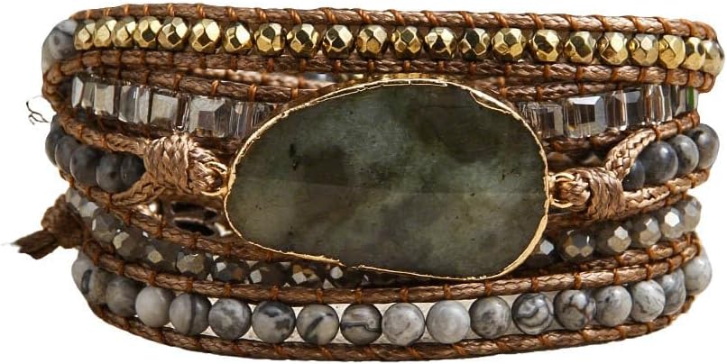 Women Wrap Bracelets Boho Natural Stone Jasper Turquoises Strand Bracelet Jewelry Collection