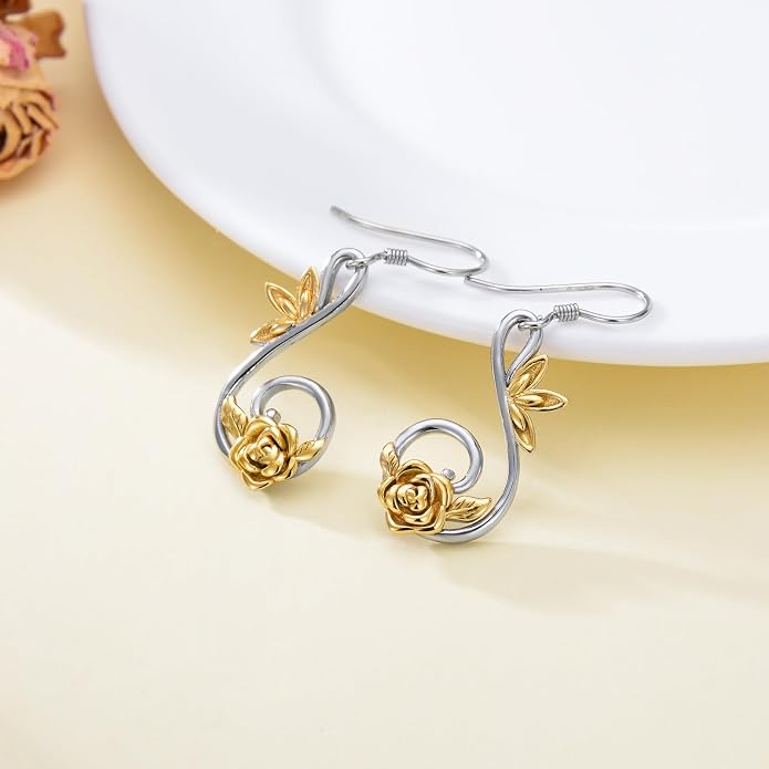 Midari Heart Dangle Earrings 925 Sterling Silver Leverback Drop Earrings Teacher Music Art Jewelry Gifts for Women Students Apple/Guitar/Palette/Note Design