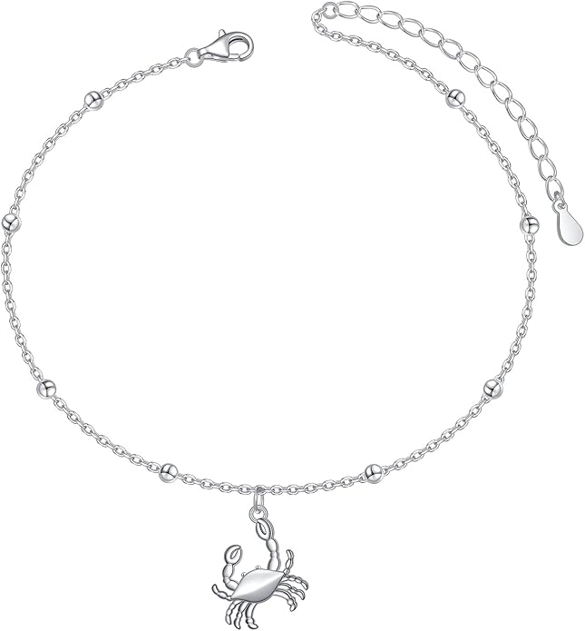 Alphm Anklet for Women S925 Sterling Silver Adjustable Foot Evil Eye Starfish Heart Bead Butterfly Celtic Knot Cross Multilayer Layered Ankle Bracelet Jewelry