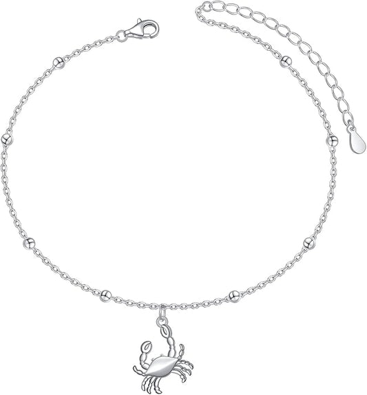 Alphm Anklet for Women S925 Sterling Silver Adjustable Foot Evil Eye Starfish Heart Bead Butterfly Celtic Knot Cross Multilayer Layered Ankle Bracelet Jewelry