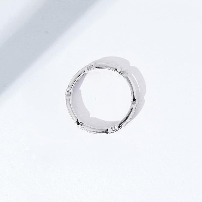 Amazon Essentials 14K Gold or Rhodium Plated Sterling Silver Chain Link Band Ring