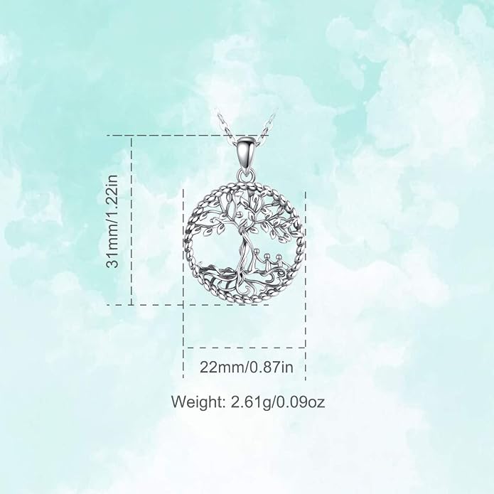 Vito 925 Sterling Silver Tree of Life Necklace for Women, Mother Tree Pendant for Mom Mother Necklace Mother's Day Jewelry Gift for Wife Grandma, 18/22 Inch Chain