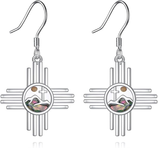 AOBOCO Mustard Seed Earrings for Women Sterling Silver Mountain Cross Earrings Dangle Christian Religion Jewelry Mothers Day Birthday for Mom Wife Friends