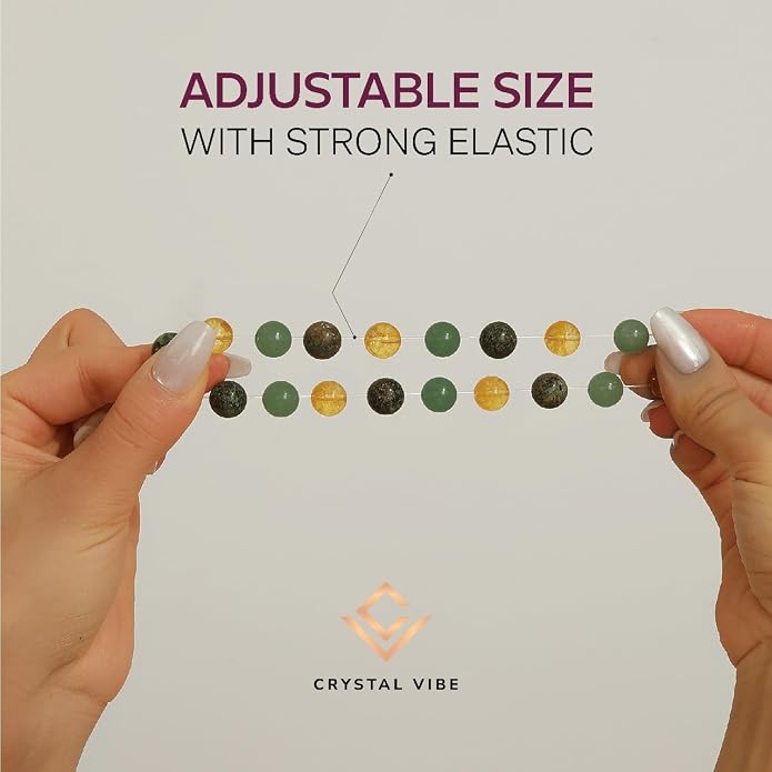 Crystal Vibe - Healing Crystal Bracelet for Women & Men | Natural Gemstone Bead Bracelet | Adjustable Handmade Energy Stone Bracelet | Bracelet for Meditation, Yoga & Daily Wear | Multiple Types