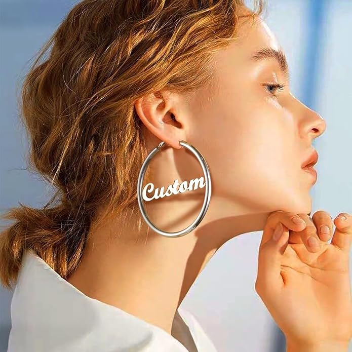 Stainless Steel Chunky Hoop Earrings For Women, Minimalist and Chic, Black/Gold Plated, Round Hoops Earrings Hypoallergenic, Size: 30mm/40mm/60mm/80mm, Come with Box