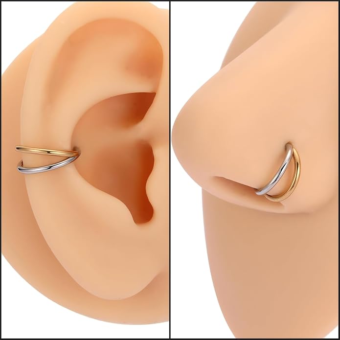 316L Surgical Steel Septum Clicker Ring Nose Ring Hoop Sleeper Hoop Earring Helix Rook Conch Cartilage Daith Tragus Earrings Lobe Nose Piercing Jewelry for Women