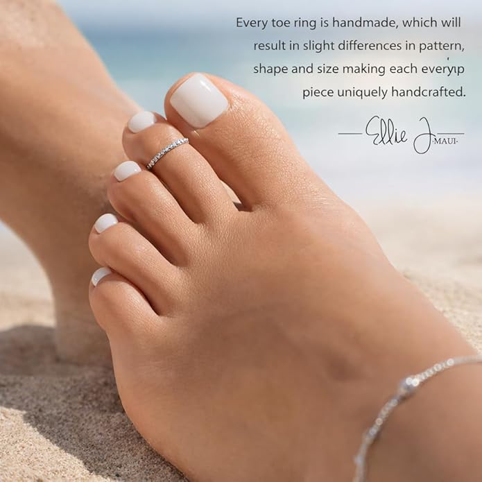 Ellie J Maui Toe Ring for Women– 14k Adjustable – Silver, Gold, or Rose Gold – Simple and Comfortable | 1.3 Hammered band Gold Filled ring, Rose Gold, Sterling Silver