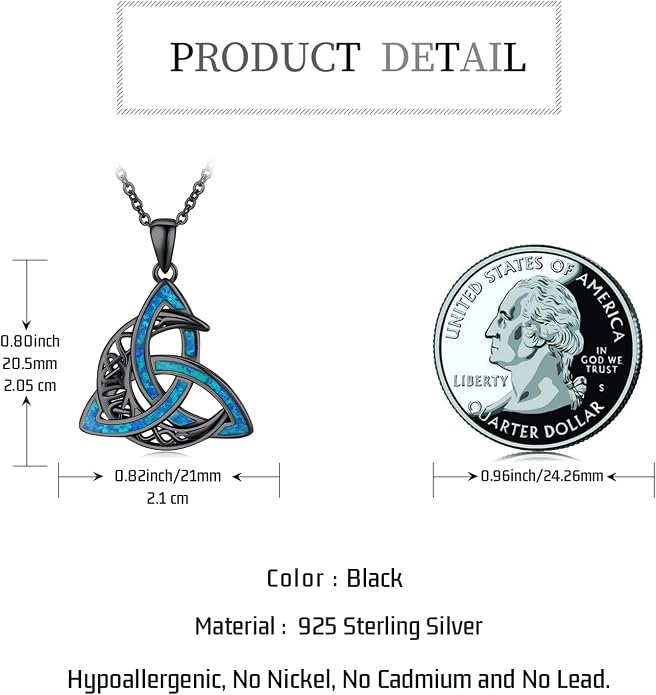 CHENGHONG Celtic Moon Necklace for Women 925 Sterling Silver Celtic Knot Moonstone Pendant Necklace Crescent Irish Necklaces Celtics Jewelry Gift for Women Men