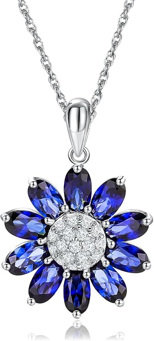 Dainty Sunflower Necklace 925 Sterling Silver Flower Pendant Necklaces for Women Birthstone Anniversary Jewelry