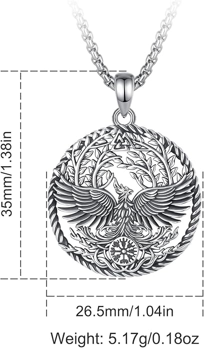 925 Sterling Silver Viking Wolf Mjolnir Necklace for Men Women, Viking Runes Wolf Tooth Witch Celtic Knot Amulet Protection Pendant Nordic Norse Mythology Jewelry Gift for Men Women