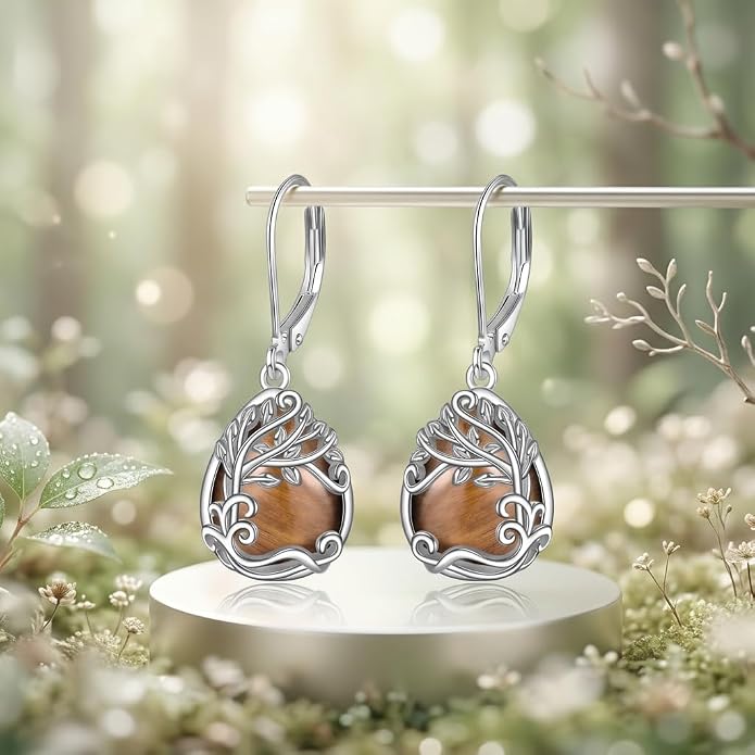 Teardrop Tree of Life/Filigree Earrings for Women Dangle Leverback Earrings Jewelry Gift Anniversary For Her