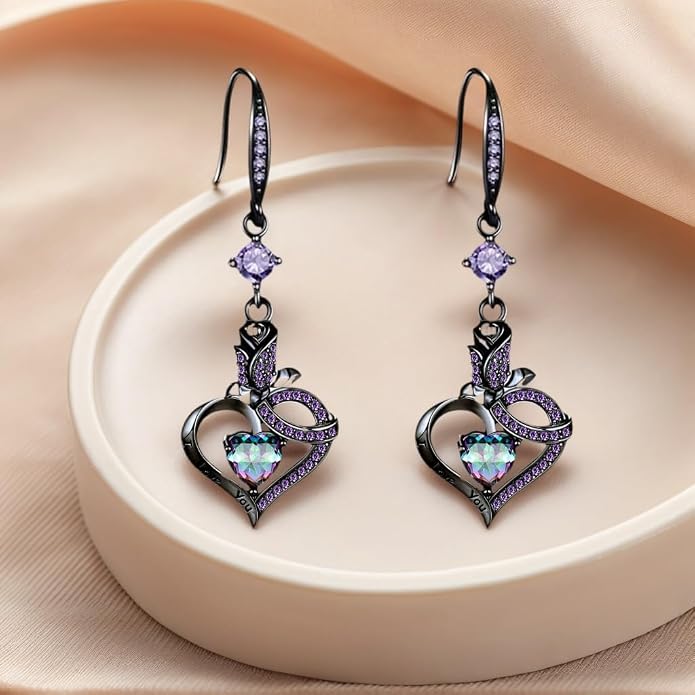 VOLUKA Created Opal/Amethyst/Mystic Topaz Pendant Necklace for Women,18K White/Rose Gold Plated Chain Wedding Engagement Jewelry Gift