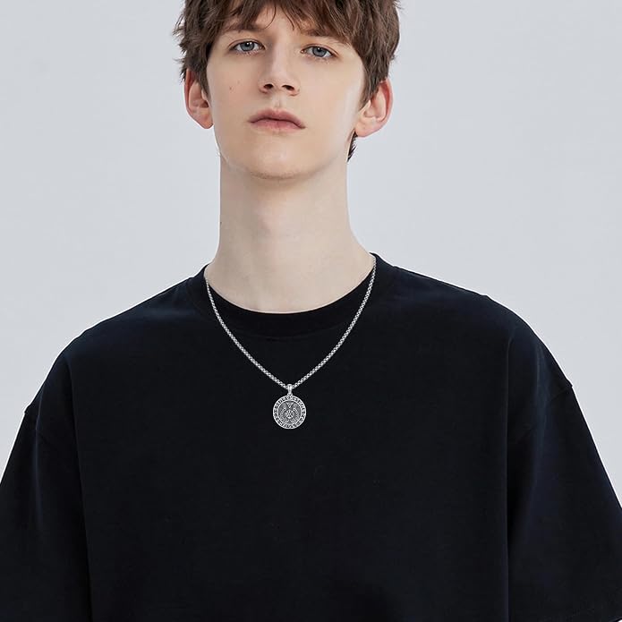 Viking Necklace for Men 925 Sterling Silver Rune Amulet Pendant Nordic Necklace Viking Jewelry Gift for Father Husband Son