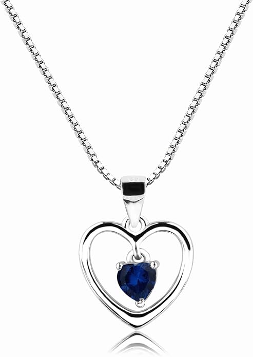 Cherished Moments Girl's .925 Sterling Silver "Dancing Heart" Simulated Birthstone Necklace