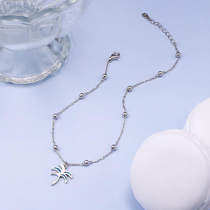 DAOCHONG Anklet for Women S925 Sterling Silver Adjustable Foot Chain Ankle Bracelet Anklets Jewelry