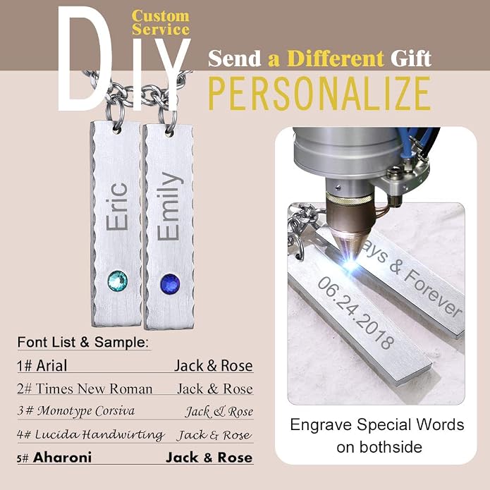 GOLDCHIC JEWELRY Personalized Birthstone Name Necklaces for Men Women, Engraved Family Names Necklace with Birthstone Vertical Bar Necklace, Pendant for Husband/Father/Grandma/Wife Birthday Gifts