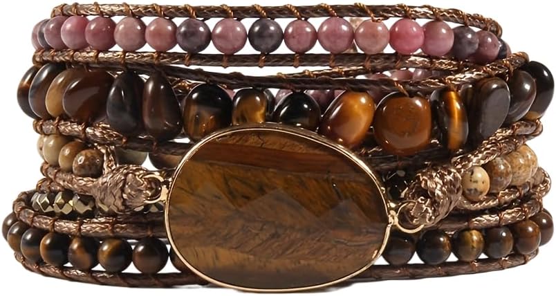 Women Wrap Bracelets Boho Natural Stone Jasper Turquoises Strand Bracelet Jewelry Collection