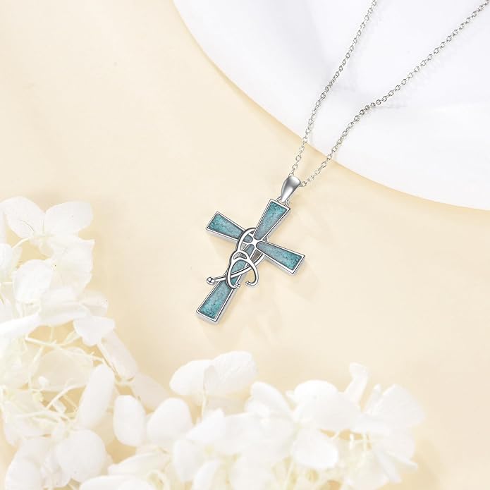 Cross Necklace 925 Sterling Silver Cross Faith Pendant Christian Jewelry Gifts for Women Men