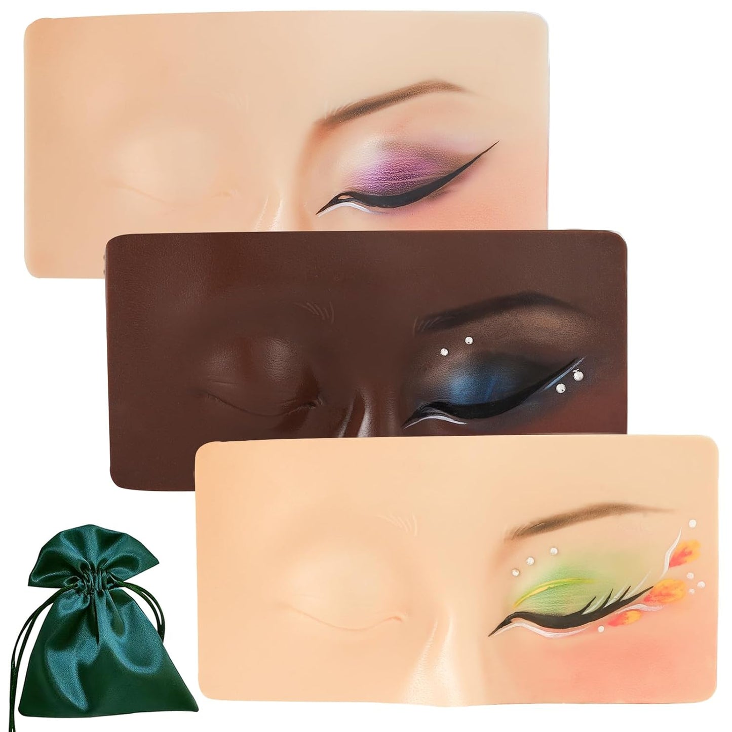 Makeup Practice Face, Makeup Practice Face Set 3D Realistic Makeup Practice Face Board for Makeup Artist Makeup Beginner Self-taught or Professional Enthusiasts (yellow+white+black)