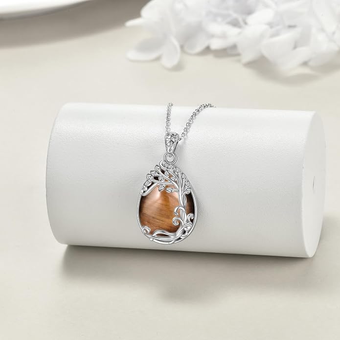 YAFEINI 925 Sterling Silver Moonstone Necklace Filigree Teardrop Pendant Necklace Jewelry for Women Girls