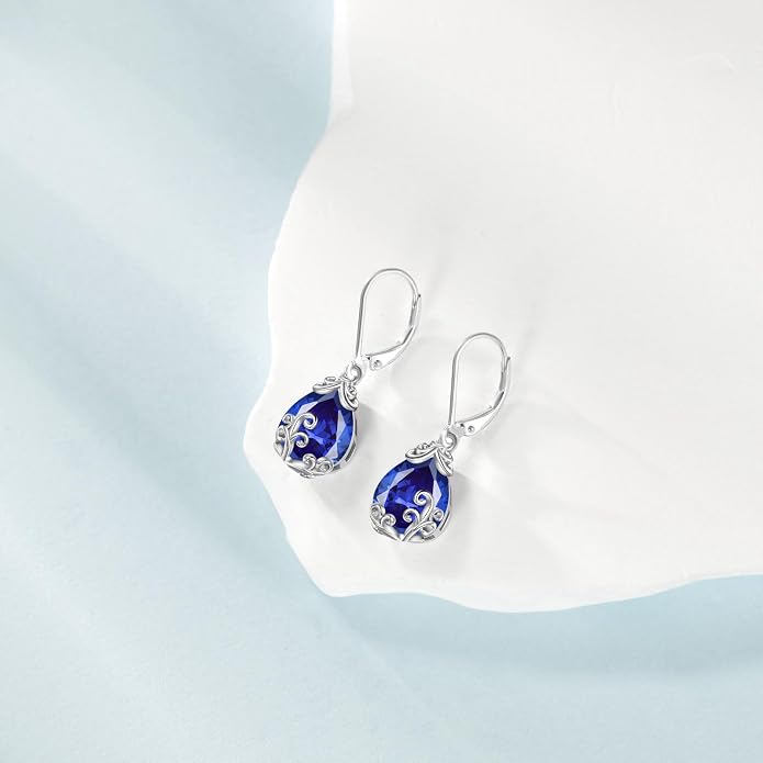 POPLYKE Celtic Filigree Teardrop Drop Dangle Earrings Sterling Silver Leverback Earrings Jewelry for Women