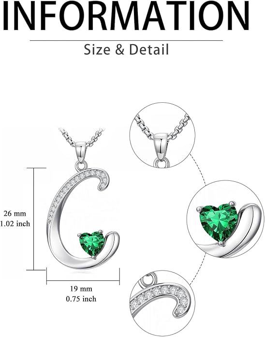 Birthday Gifts for Women Alphabet A to Z Initial Birthstone Pendant Necklaces for Women - 18k White Gold Plated Personalized Name Jewelry Anniversary Graduation Gifts for Wife Her Daughter Girlfriend(with Gift Box)