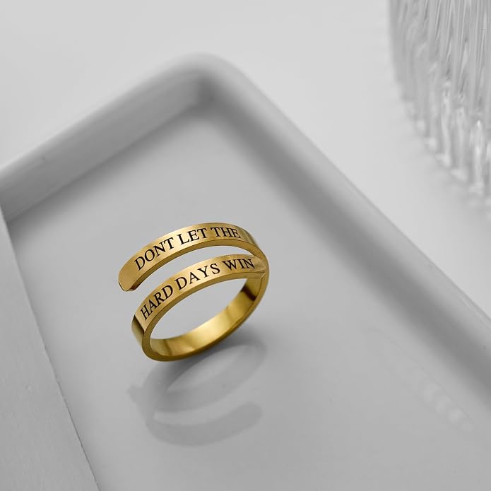 Dont Let The Hard Days Win Ring for Women/Men,Adjustable Stainless Steel Engraved Inspirational Ring Unique Jewelry Gifts