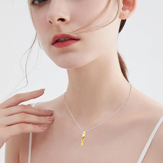 Bar Opal Leaf Necklace For Women S925 Sterling Silver White Opal Pendant with Leaf Charm Bar Pendant Jewelry Gift For Mom Daughter Wife