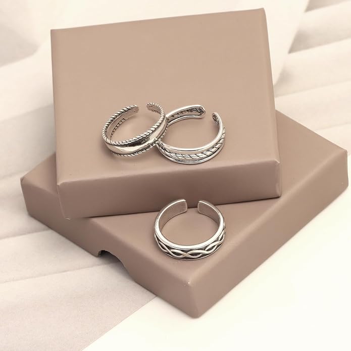Charmsy 925 Sterling Silver Toe Rings for Women | Minimalist Open Adjustable Toe-Rings Band | Women's Cuff Toe Ring Summer Beach Foot Jewelry