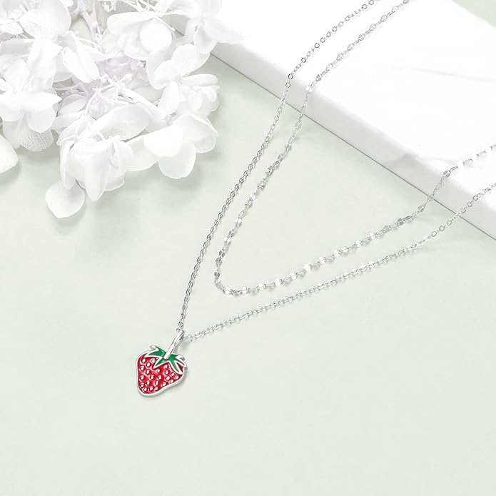MONGAS Tree of Life/Infinity Cross/Lock and Key/Lotus/Hamsa/Horse/Strawberry/Opal/Lariat/Dragonfly/Heart/Violin Layered Necklace Sterling Silver for Women