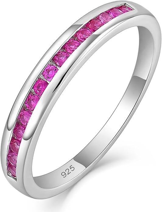 YL Stackable Rings 925 Sterling Silver Halo Birthstone Eternity Bands Jewelry for Women